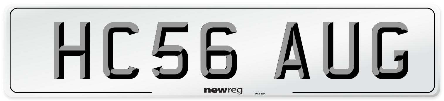 HC56 AUG Number Plate from New Reg